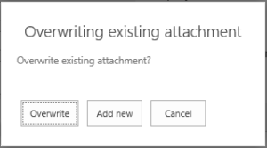 The image shows overwriting existing attachment